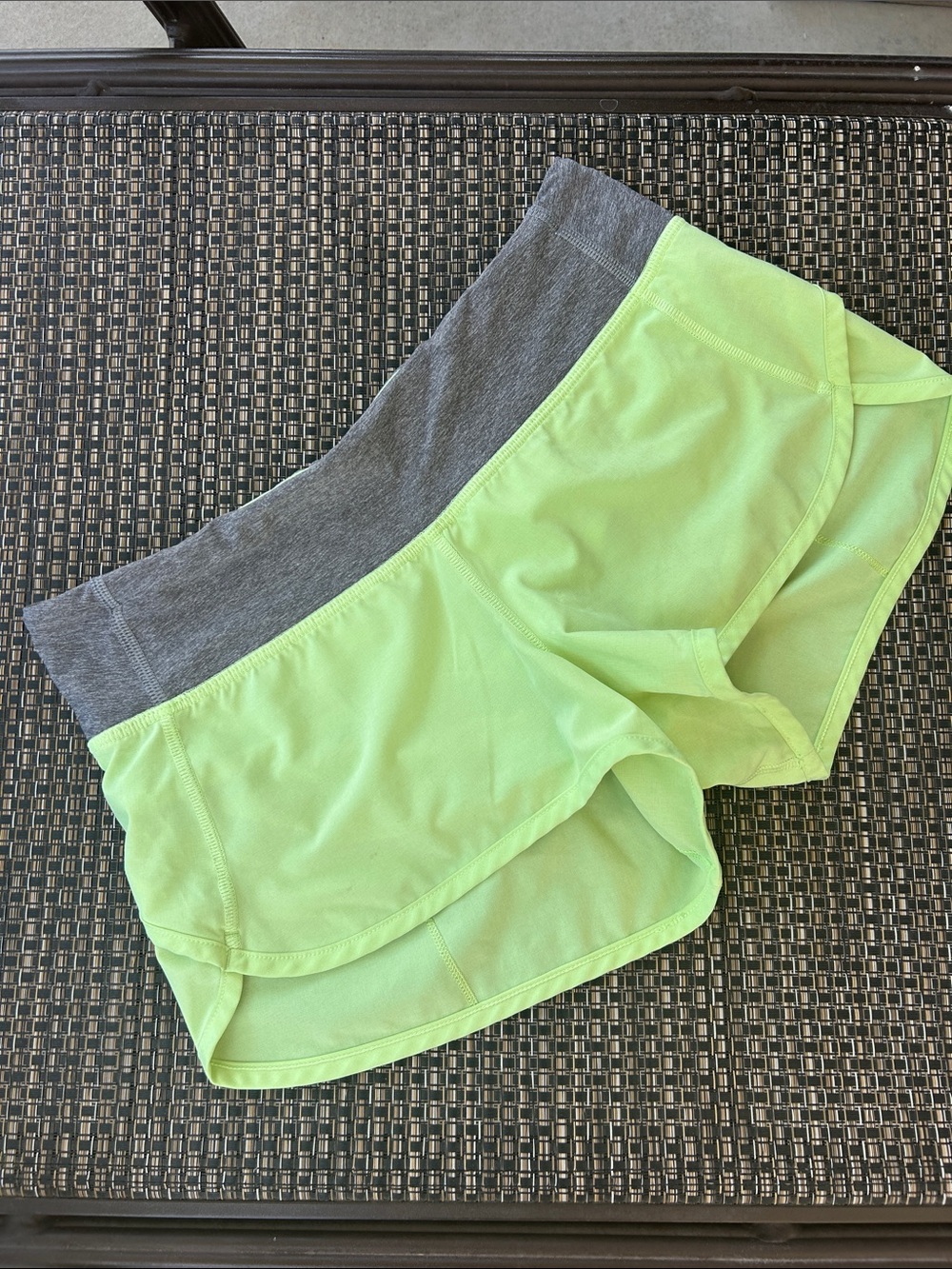 Women’s Active Shorts - Neon Lime with Gray Waistband